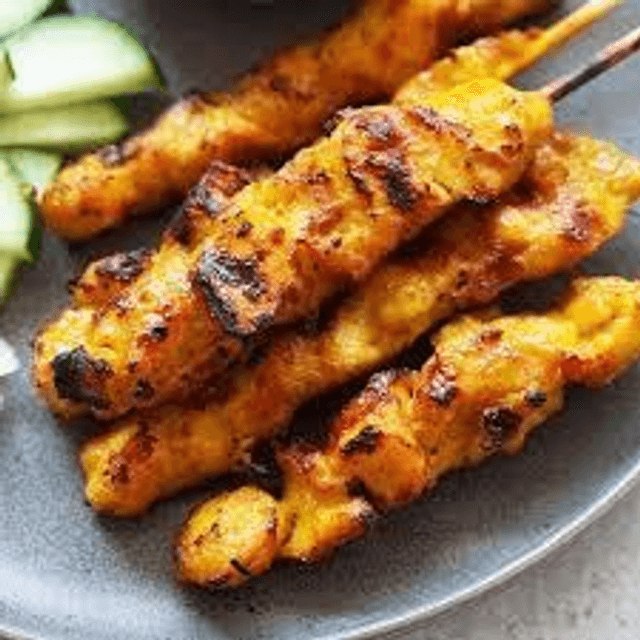 Brochettes de poulet satay, visuel de notre carte